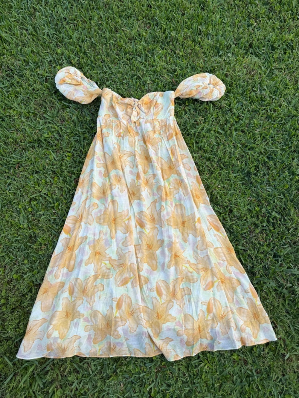 ASTR The Label Floral Off Shoulder Midi Dress Orange Yellow Size M Romantic🌼 - Picture 8 of 13